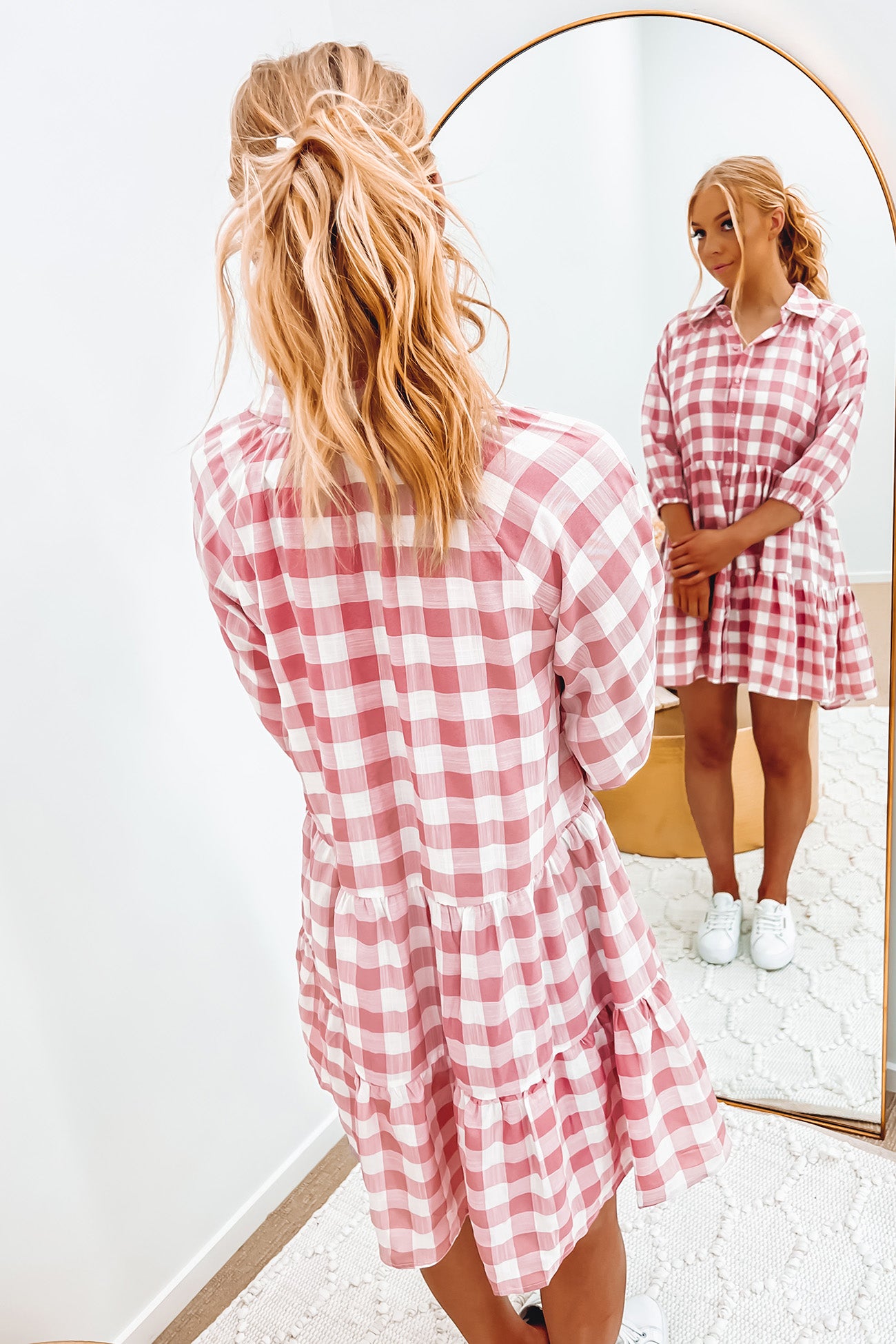 Hattie Mini Dress Pink Check