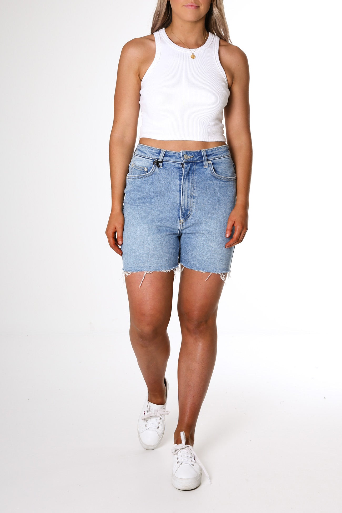 High Moms Short Projected Blue
