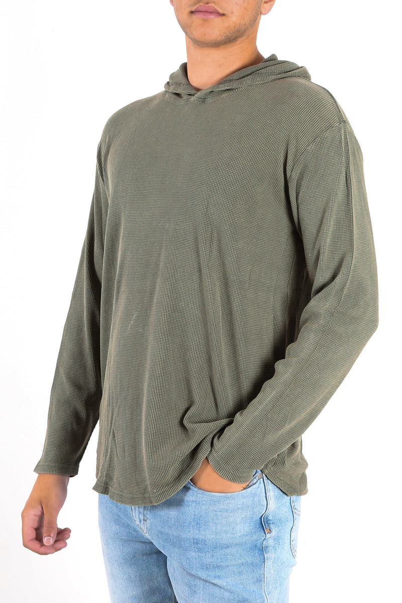 Hooded Waffle Long Sleeve Tee Khaki Jean Jail
