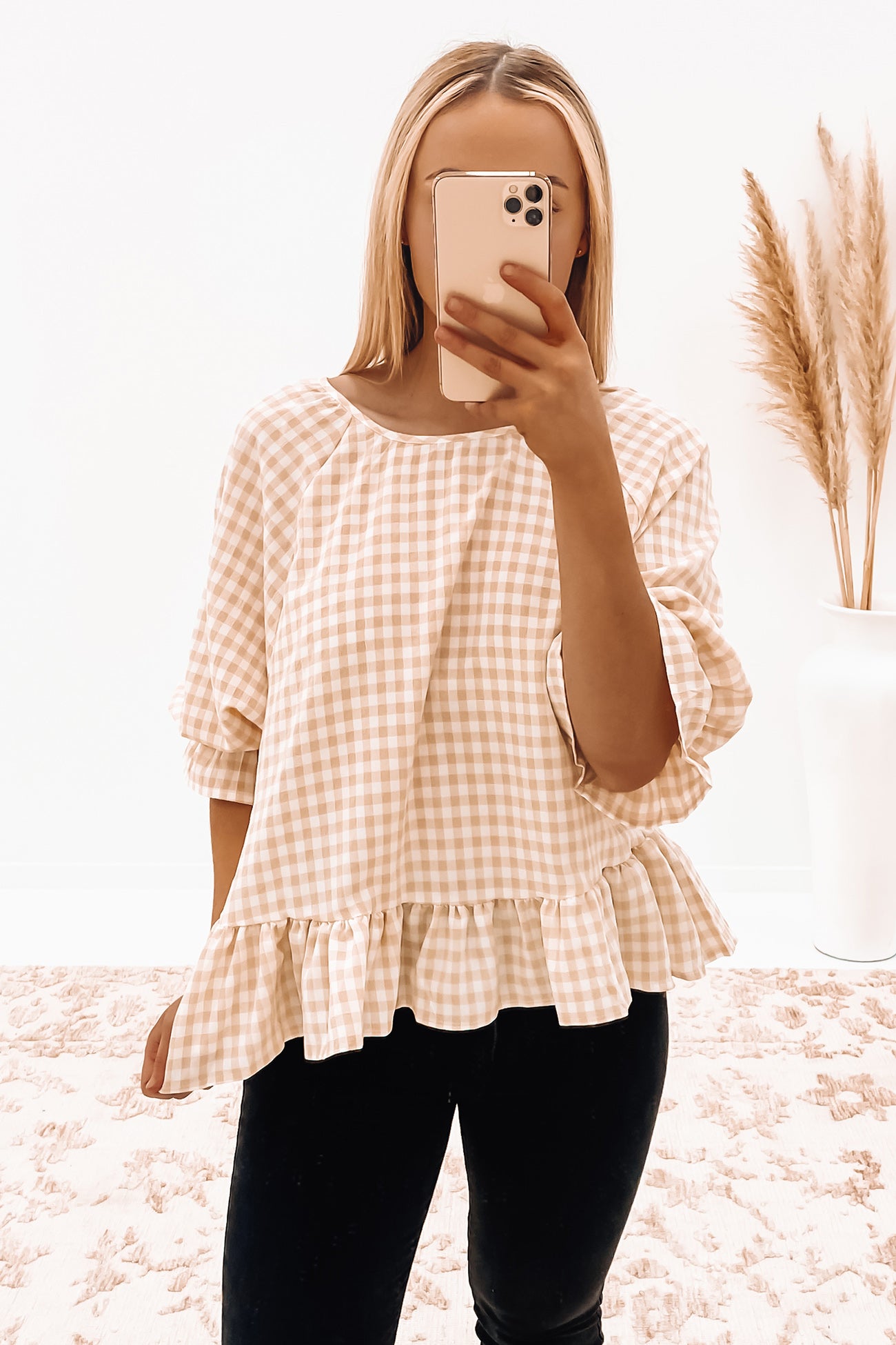 Hunter Top Beige Check