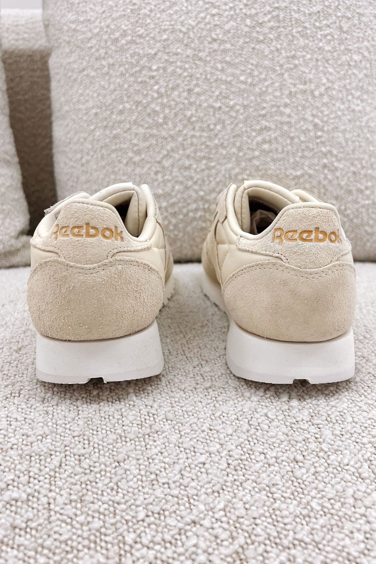 Womens reebok khaki classic leather suede trainers hot sale
