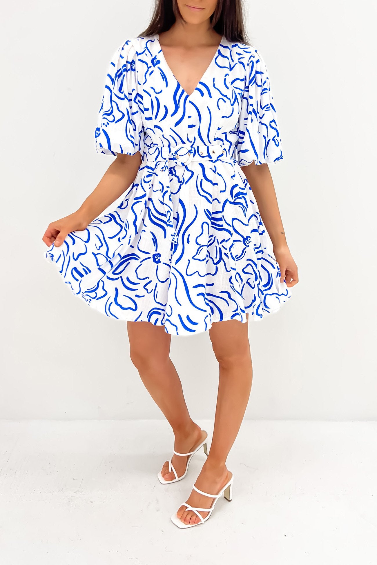 Ibiza Mini Dress White Blue