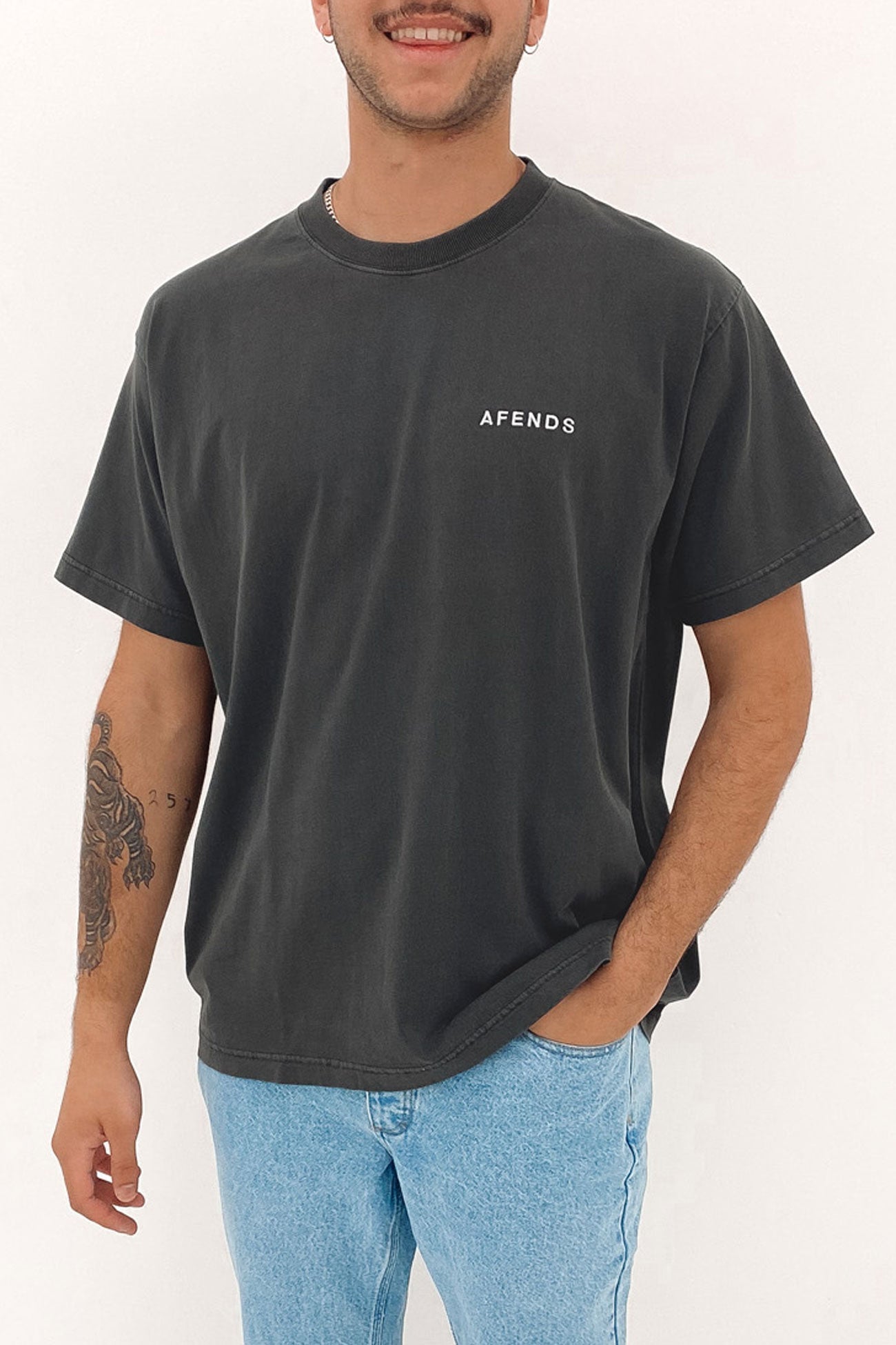 Icebergs Recycled Regular Fit Tee Stone Black