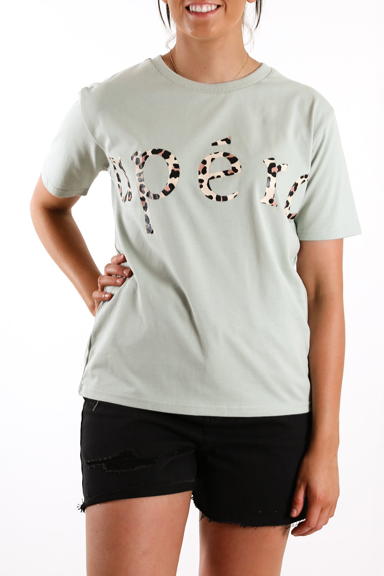 JJ Leopard Printed Tee Sage