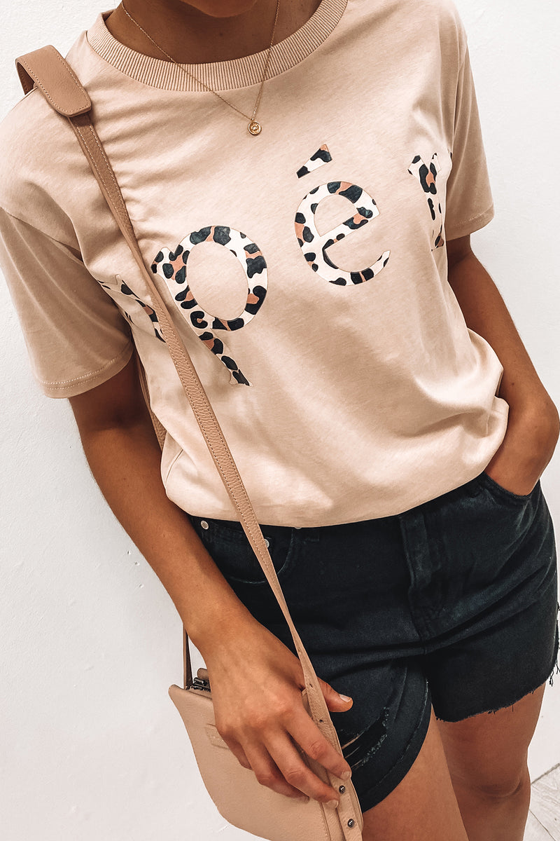 JJ Leopard Printed Tee Beige