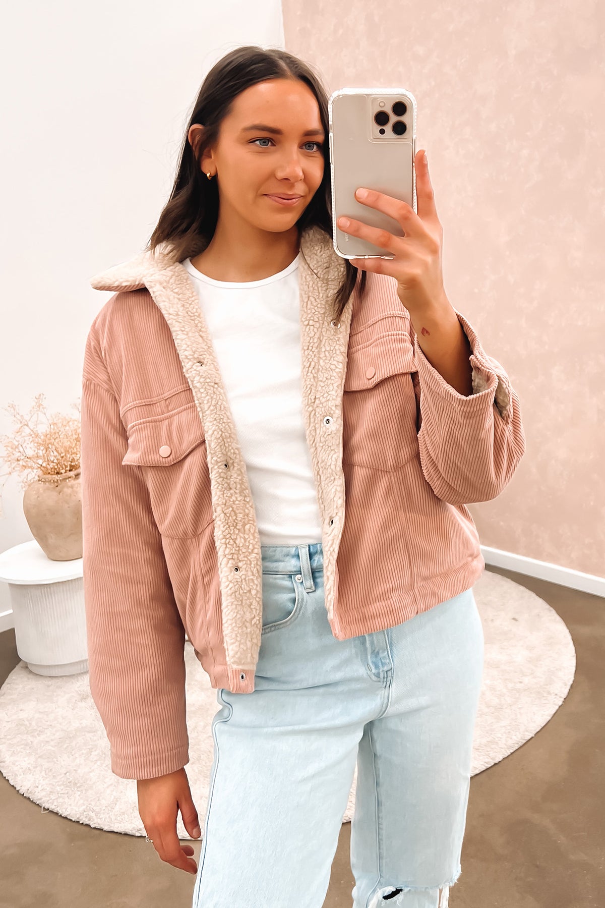 Topshop pink deals cord jacket