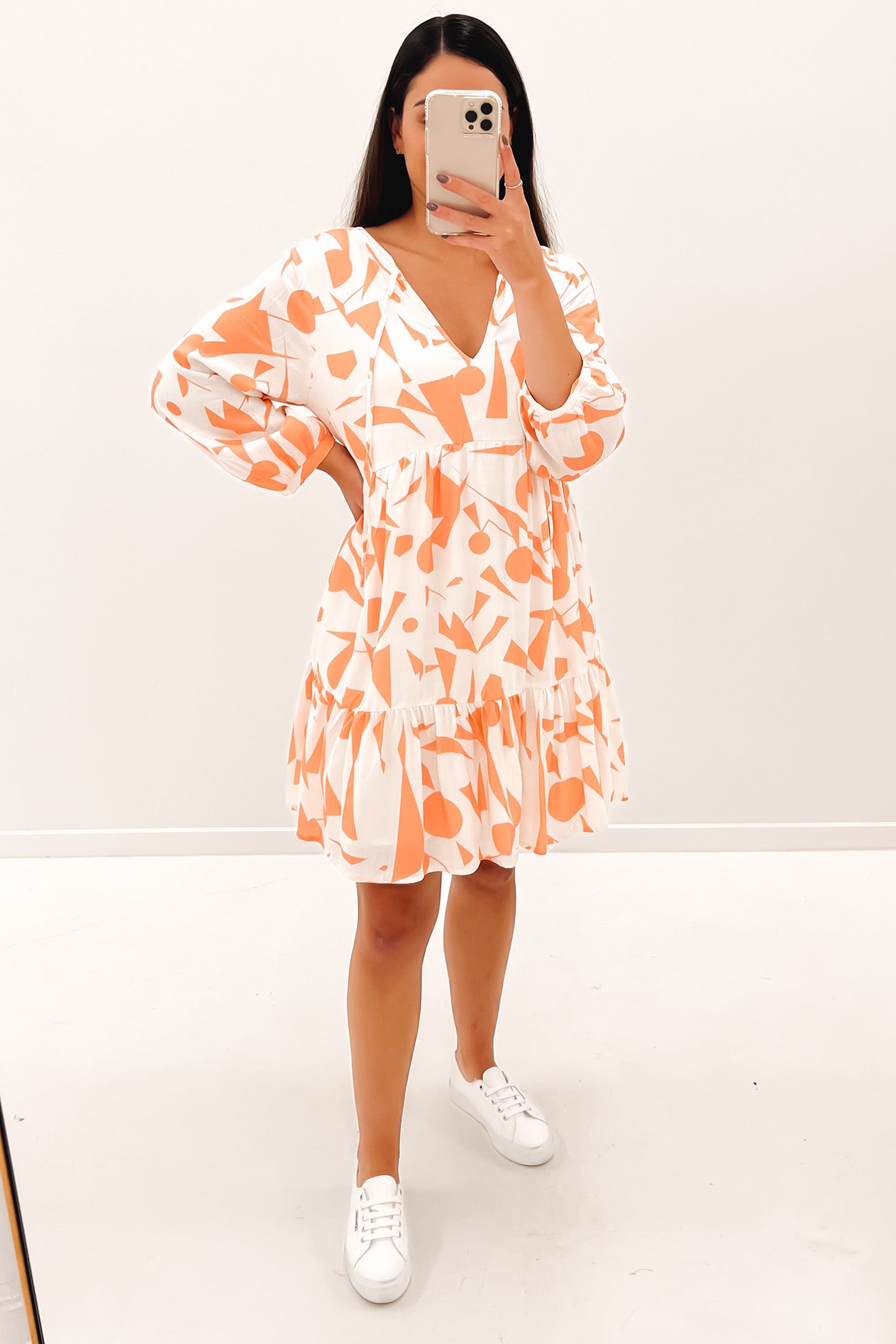 Jordie Mini Dress Orange White
