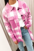 Kasey Knitted Shacket Pink Check