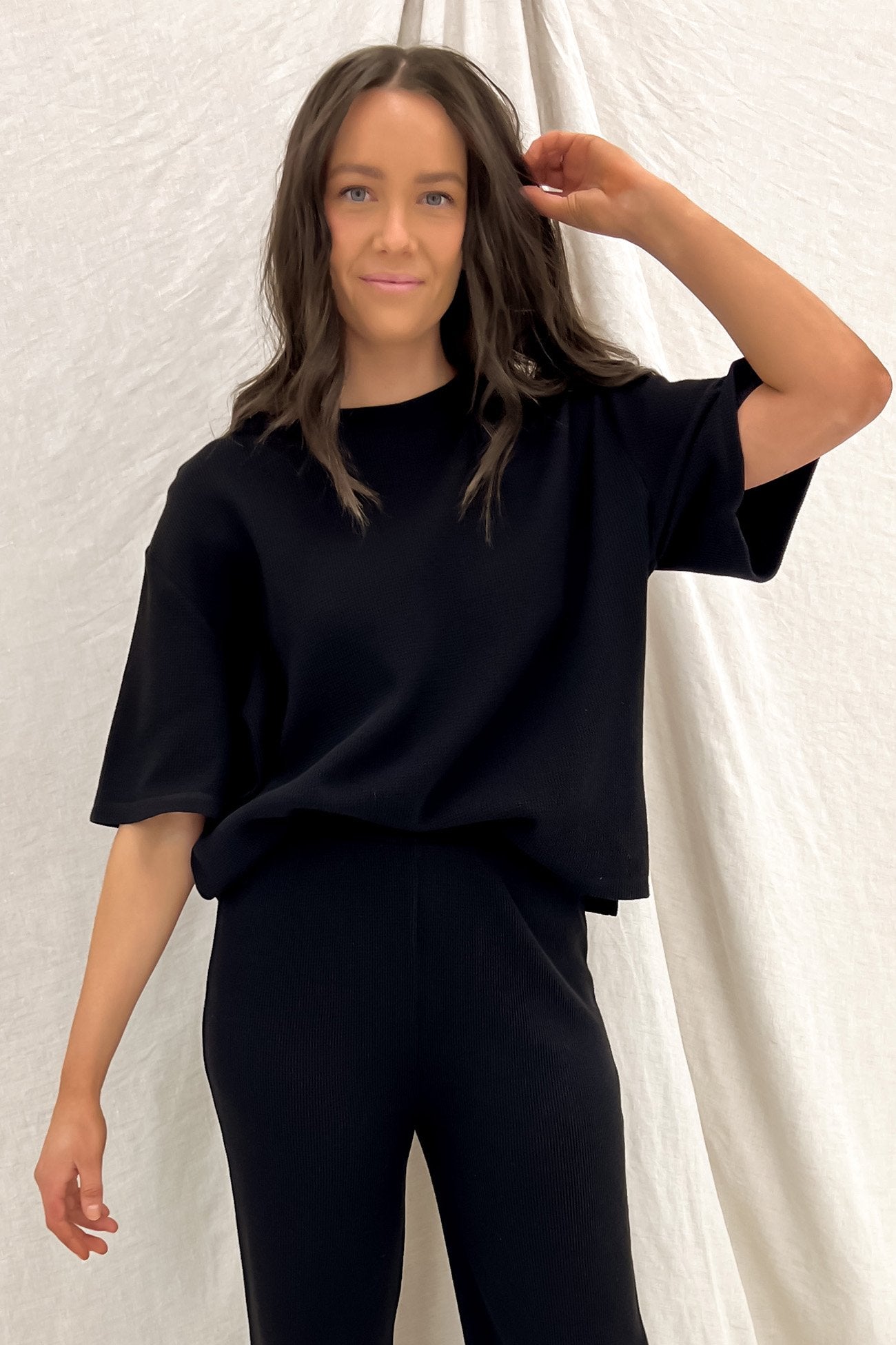 Kin Waffle Tee Black
