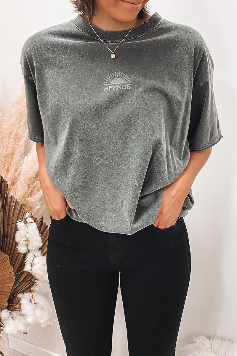 Kirby Distressed Vintage Fit Tee Stone Black