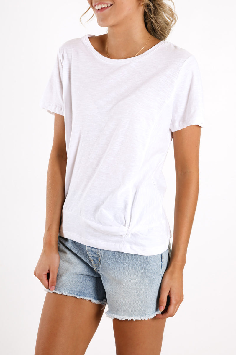 Knot Front Crop Tee White
