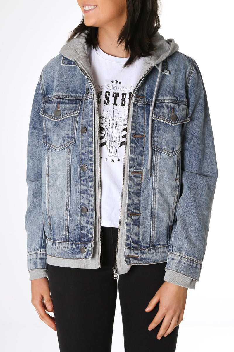 Grey sales jean jacket