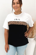 Leopard Panel Up Tee Snow Marle
