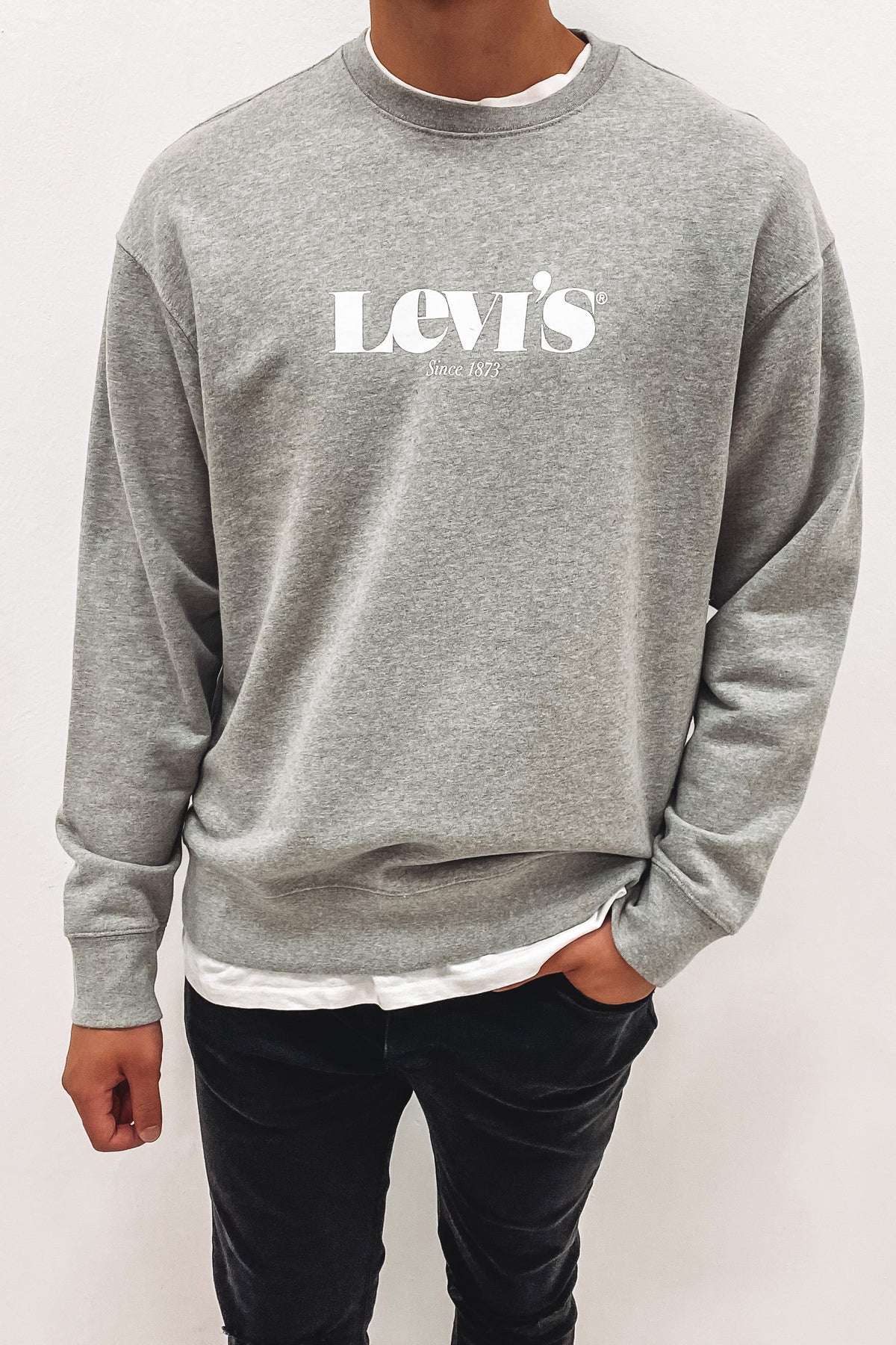 Relaxed Graphic Crew Neck Sweatshirt Grey Marle Jean Jail
