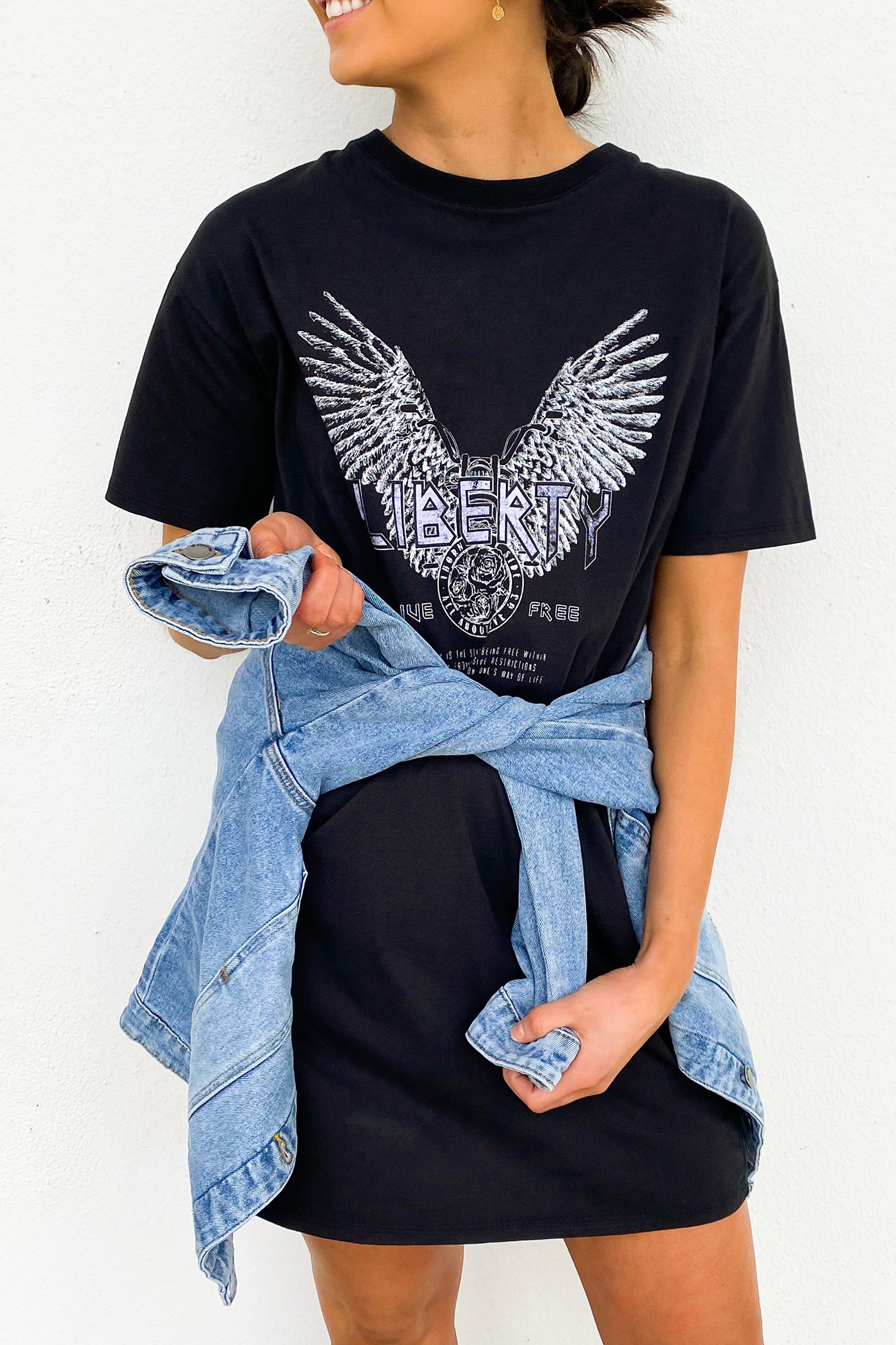 Liberty Tee Dress Washed Black
