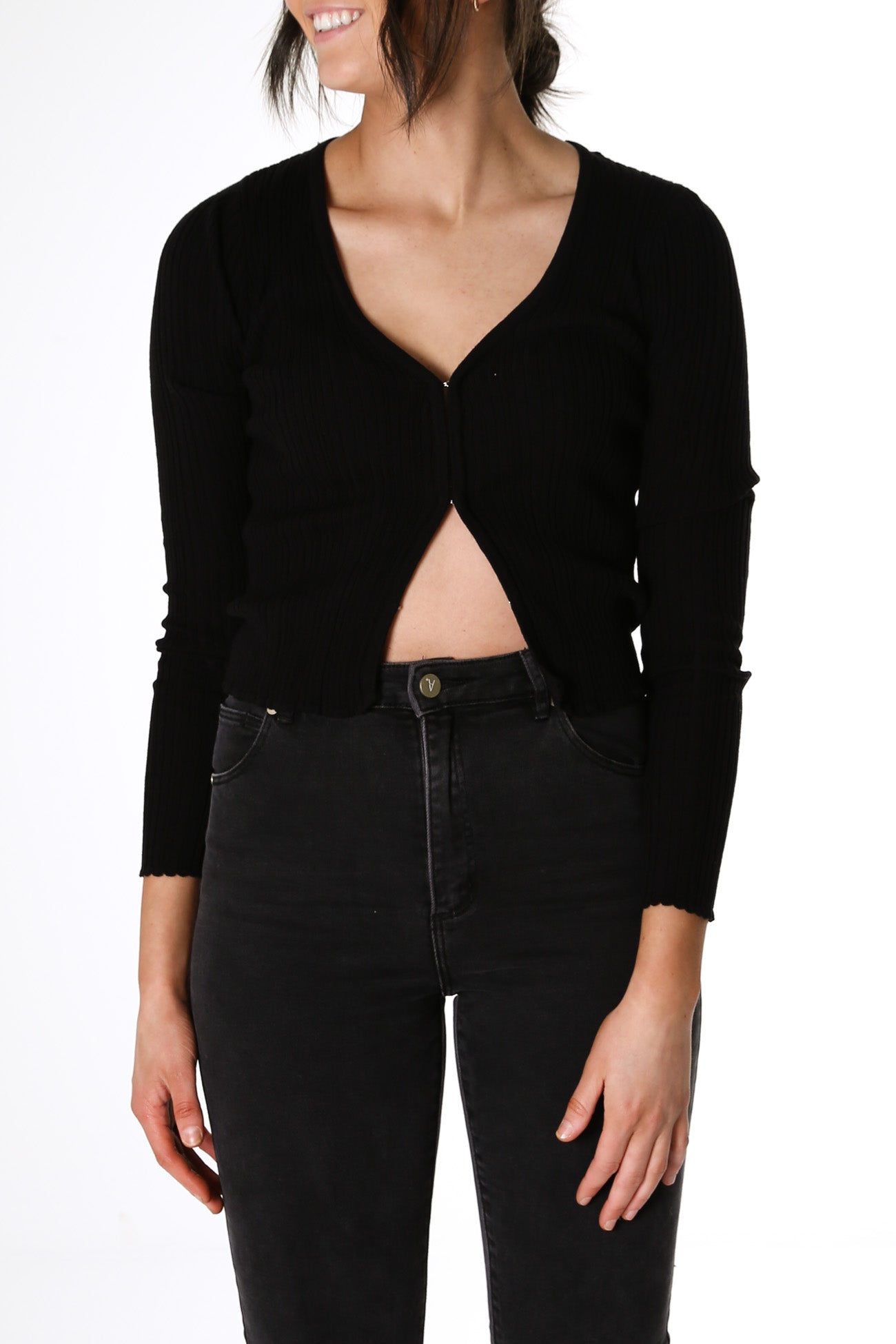 Lindsay Rib Top Black