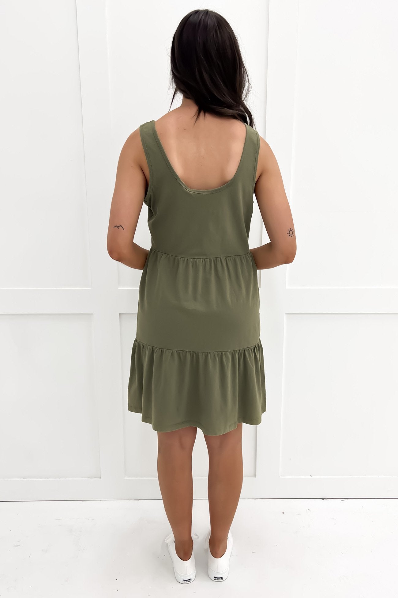 Linen Mini Dress Khaki