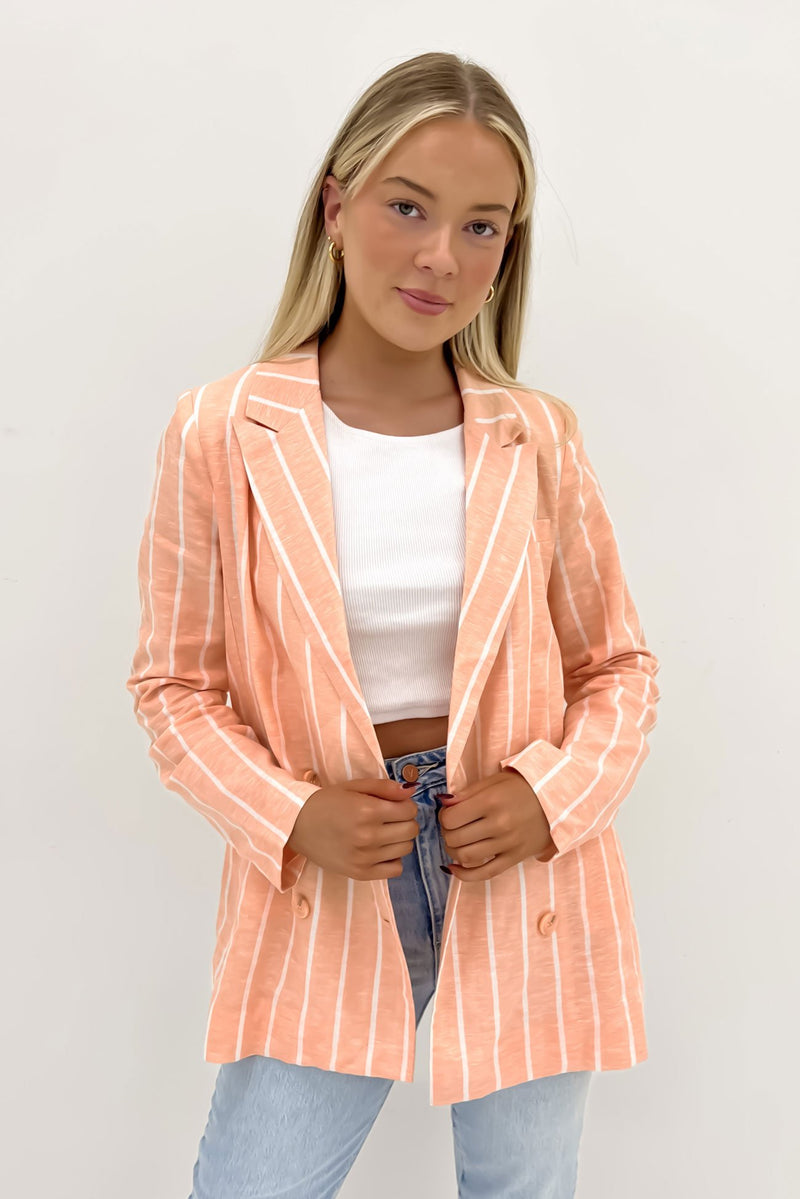 Lydia Striped Blazer Peach Stripe
