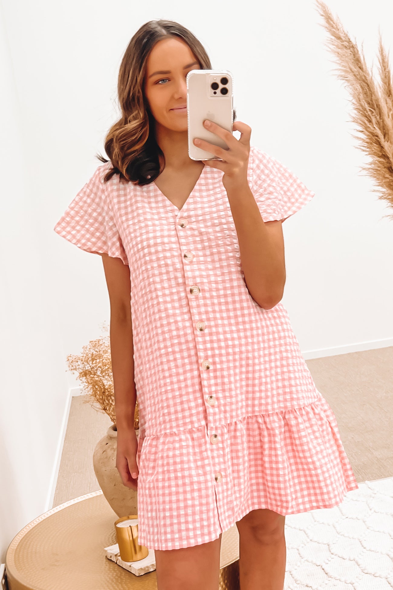 Lyra Mini Dress Pink Gingham