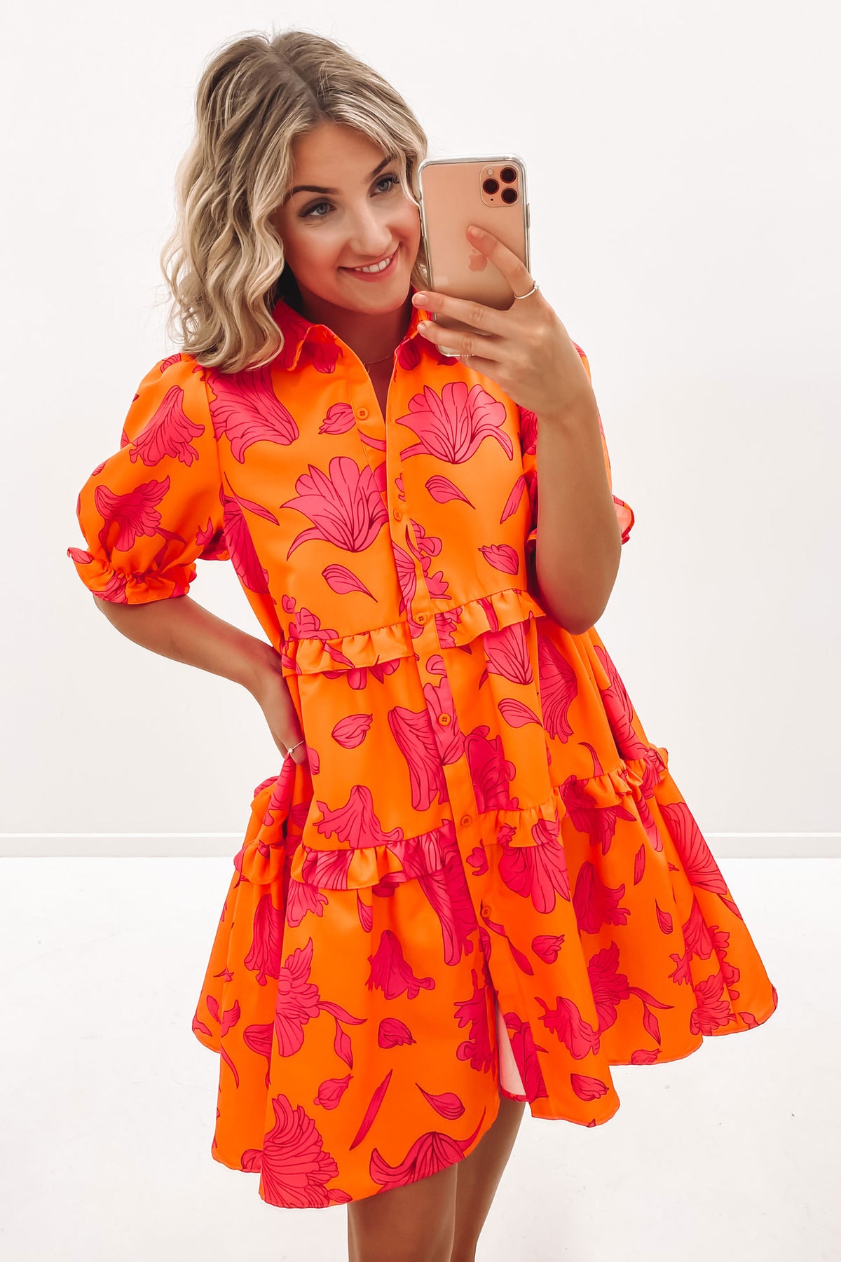 Orange and shocking clearance pink dress