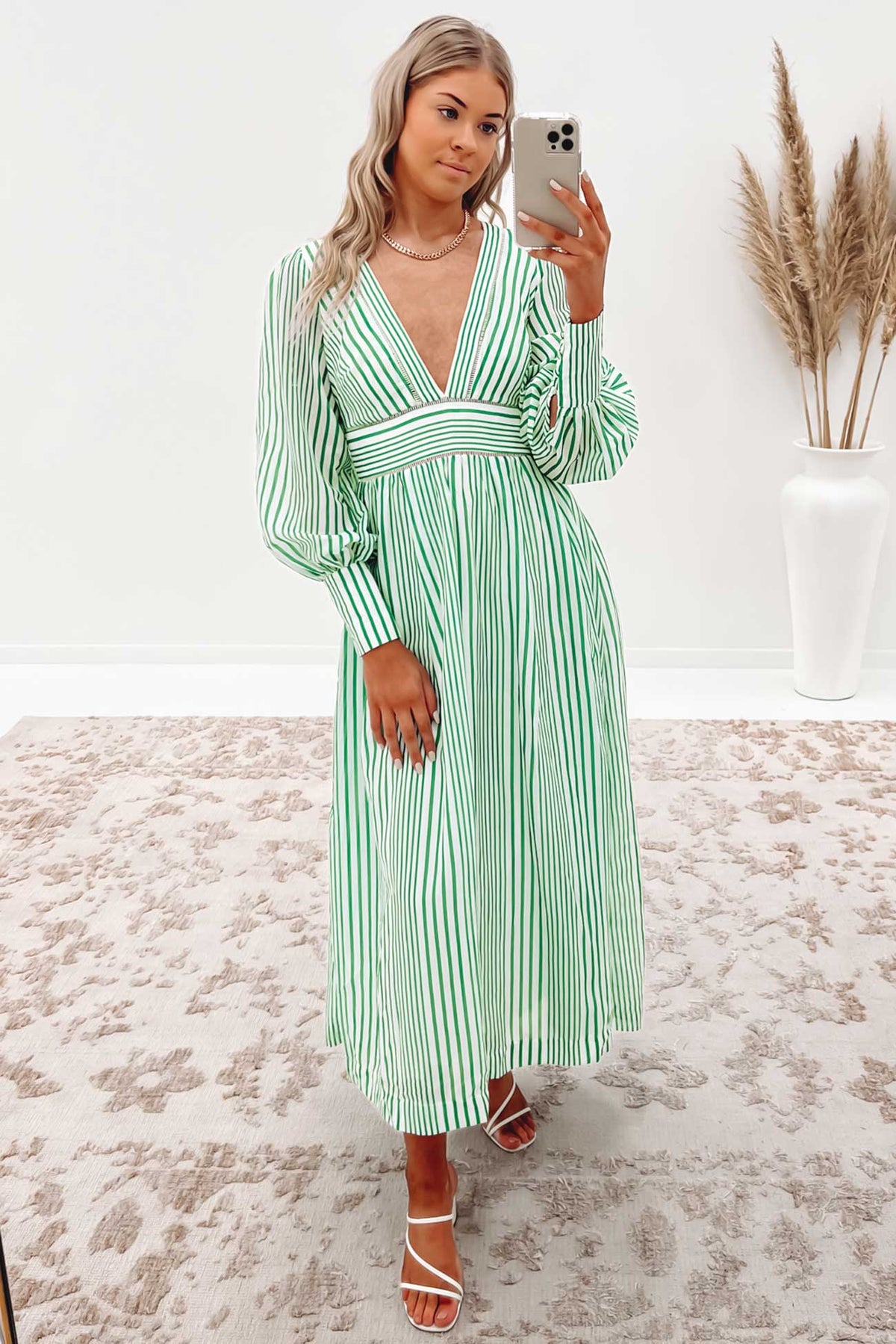 Marika Maxi Dress Green Stripe - Jean Jail