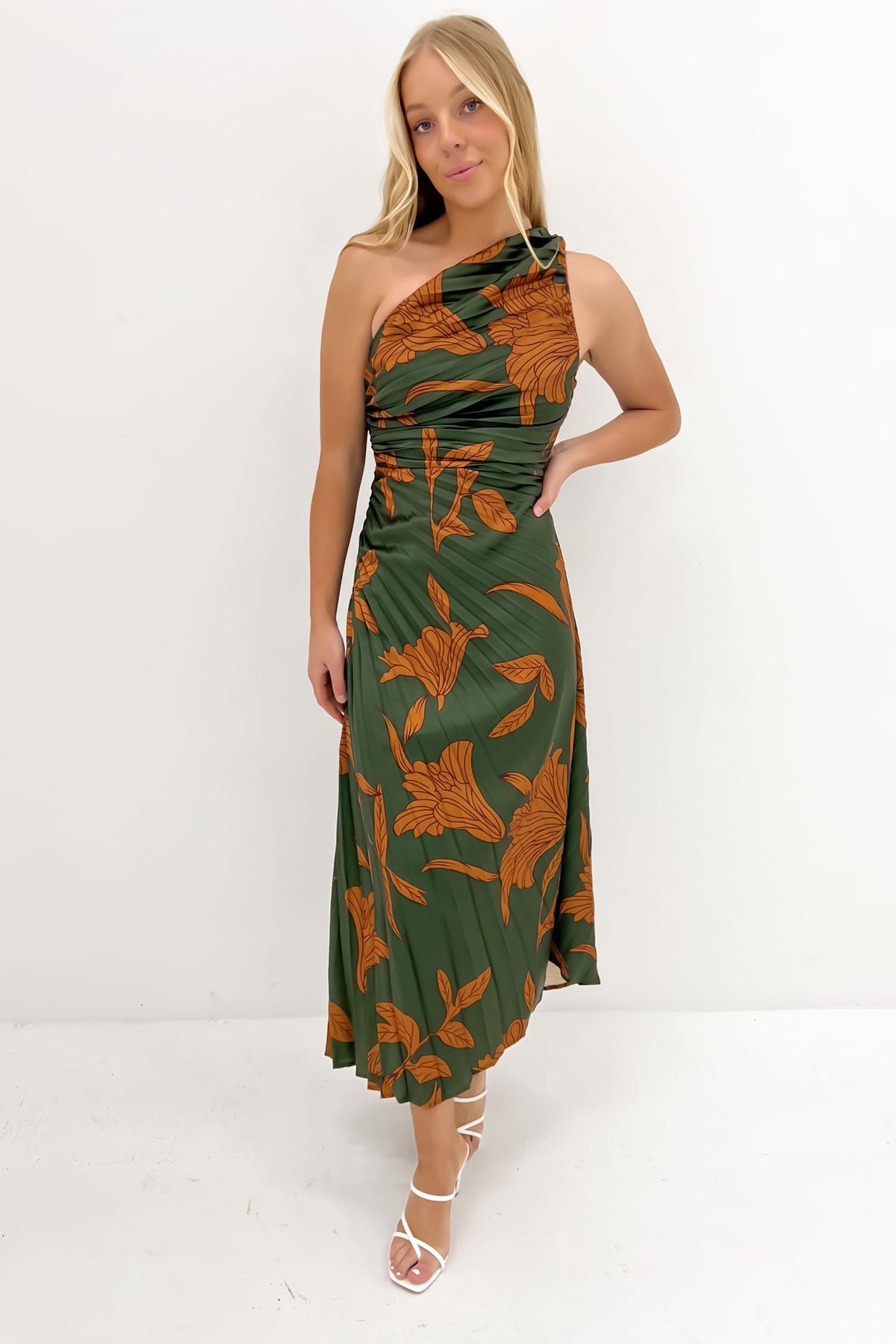 Green tropical maxi dress hot sale