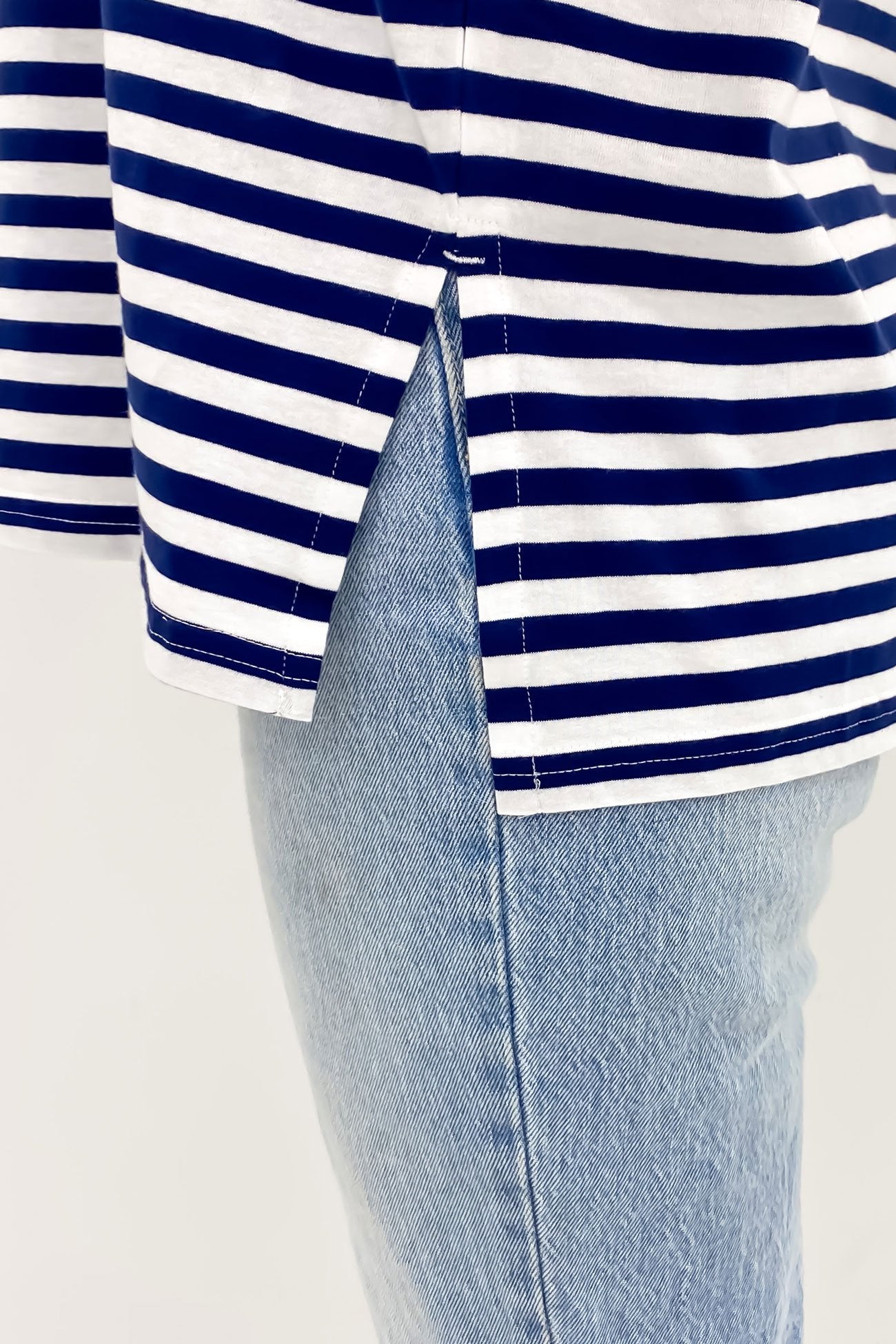 Mia Split Hem Tee Ocean Stripe