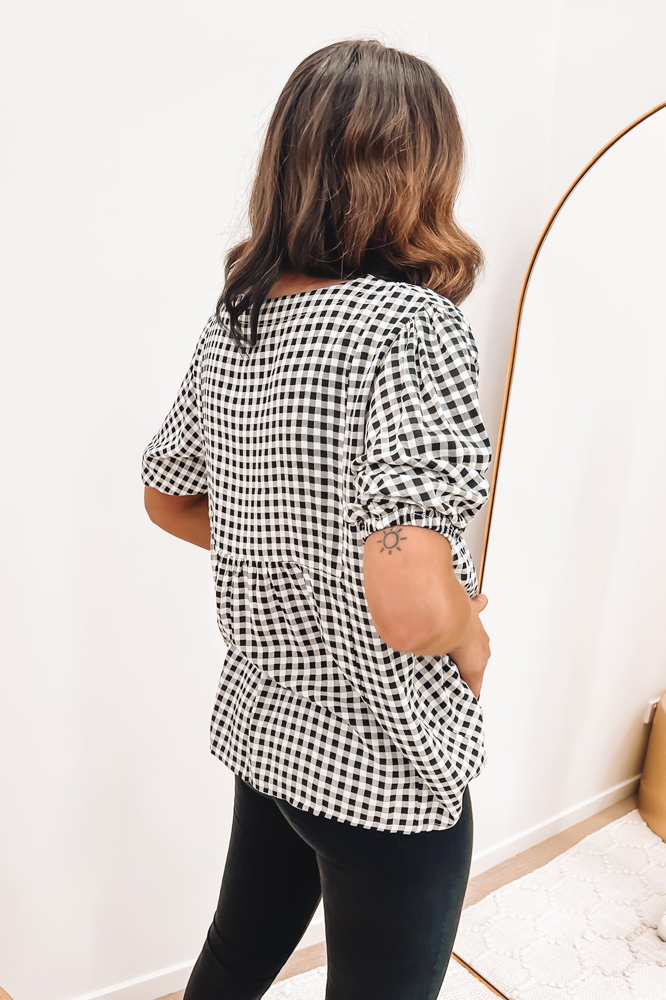Micah Top Black Gingham
