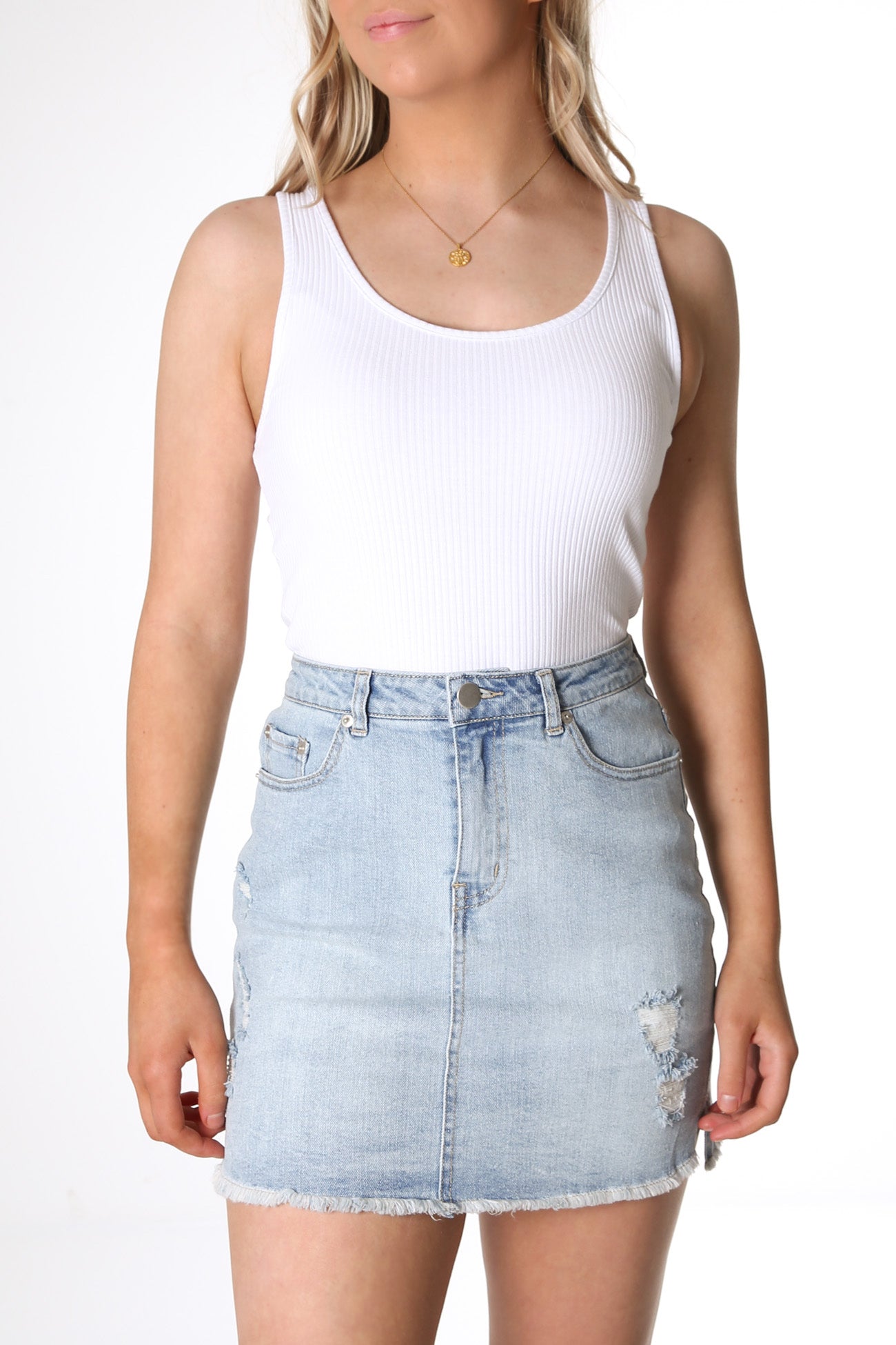 Mimi Rib Tank White