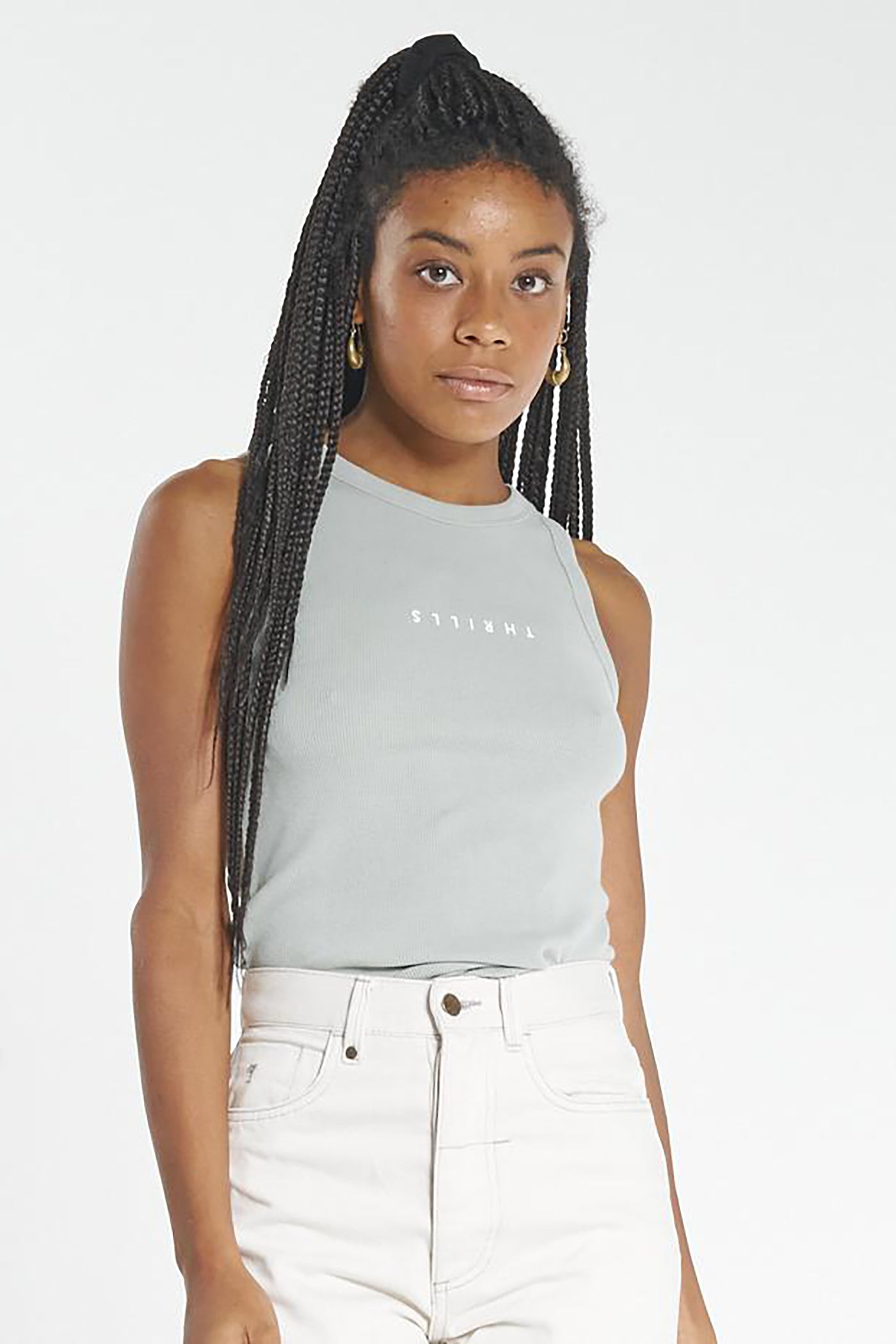Minimal Thrills Racer Front Tank Eucalyptus