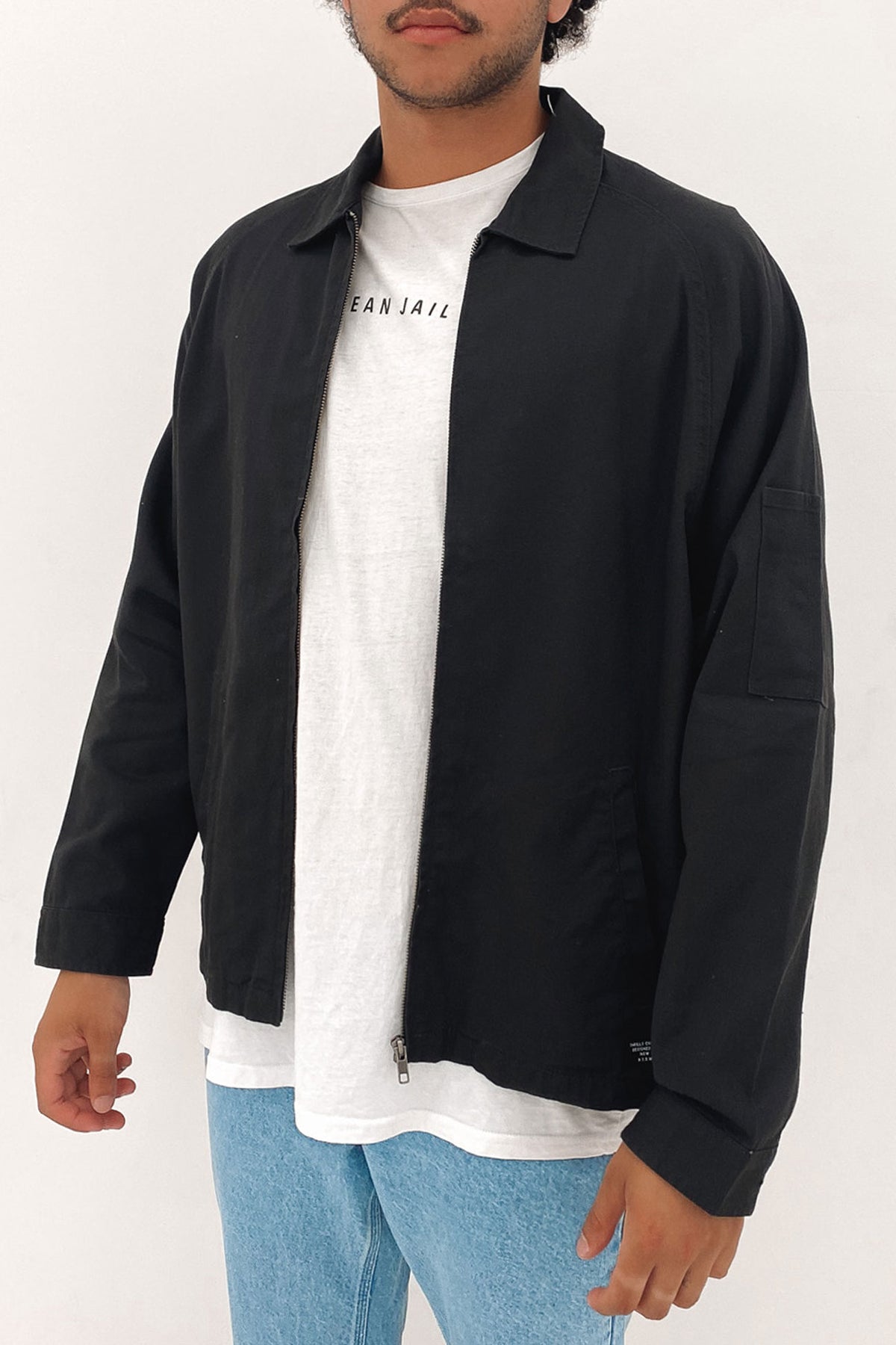 Minimal Thrills Work Jacket Washed Black Jean Jail