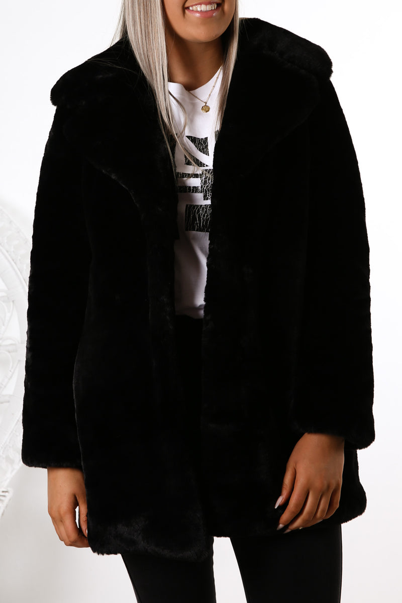 Fur jacket black womens clearance