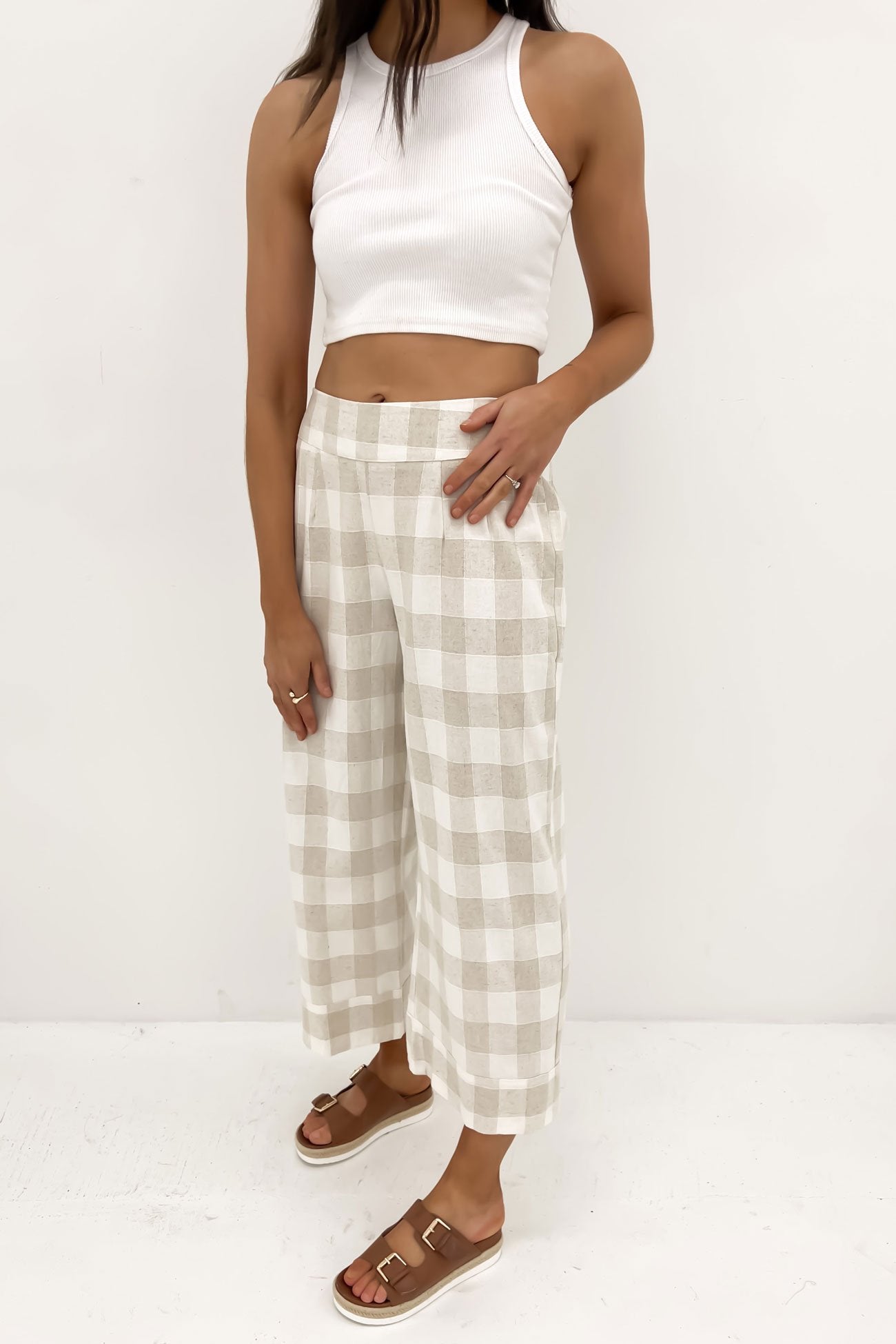 Nikola Pant Beige Check