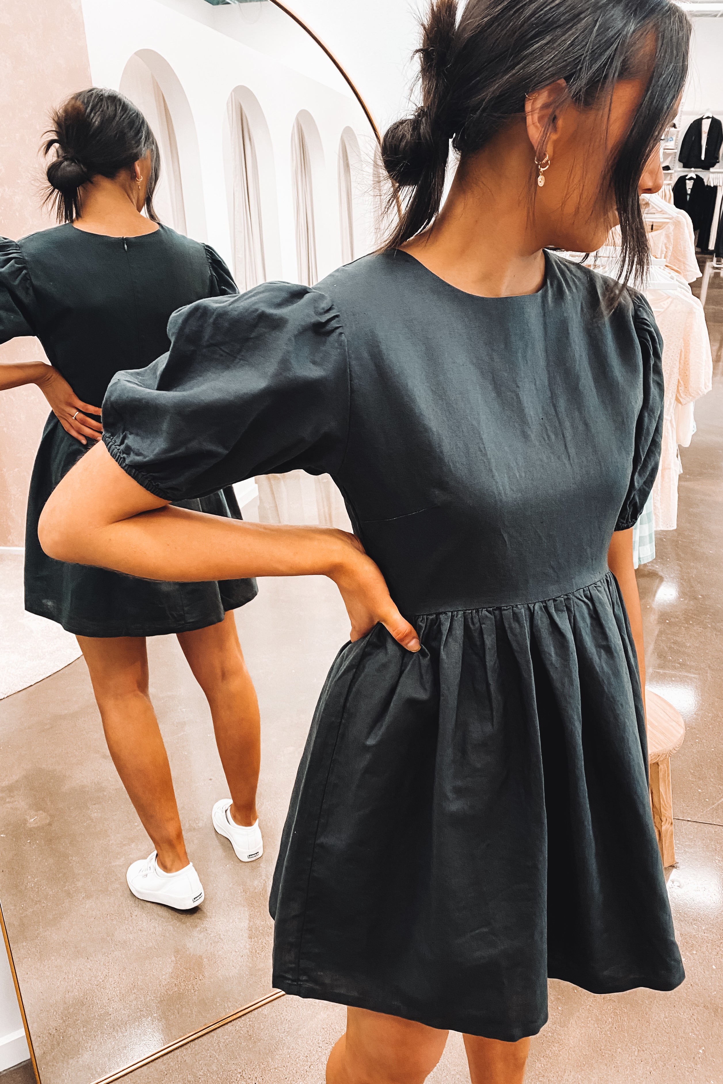 Nima Linen Mini Dress Coal