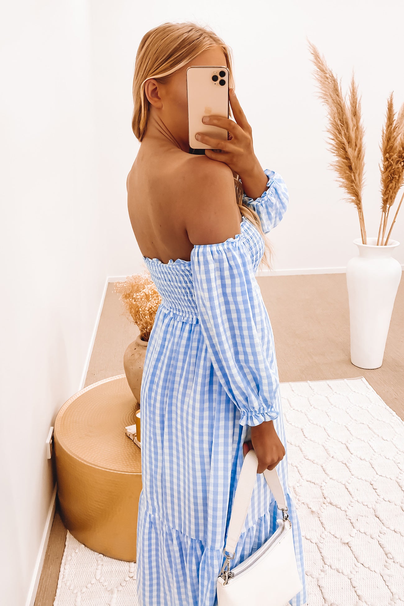 Nixie Midi Dress Blue Check