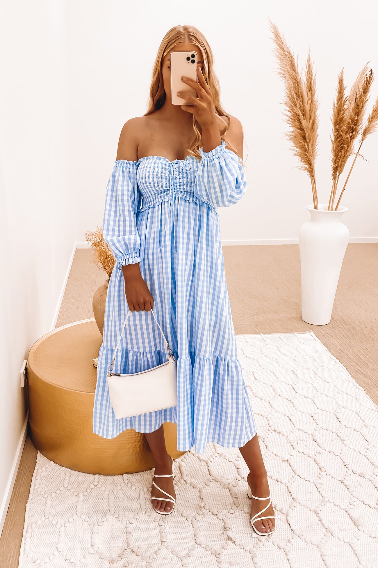 Nixie Midi Dress Blue Check