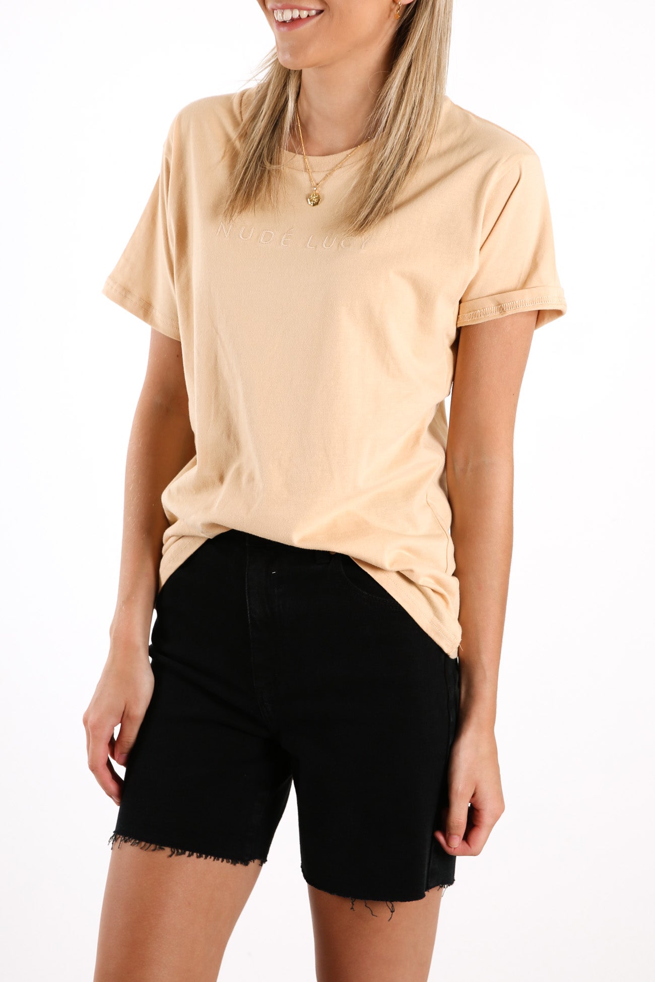 Nude Lucy Embroidered Slogan Tee