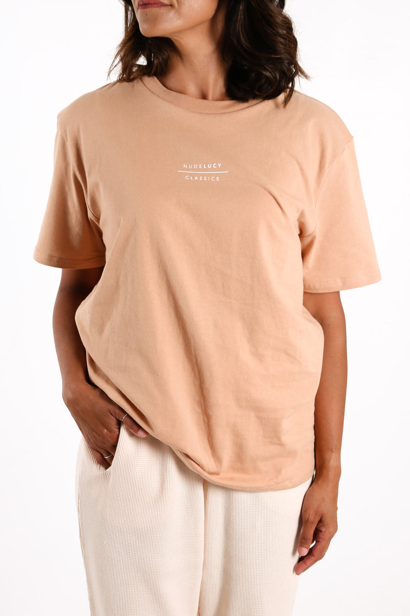 Nude Classics Slogan BF Tee Biscuit
