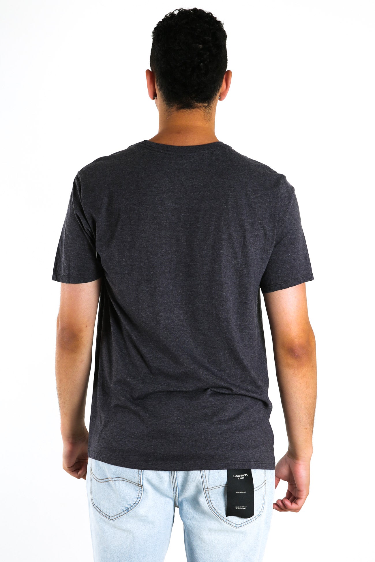One & Only Short Sleeve Soild T-Shirt Black Heather White