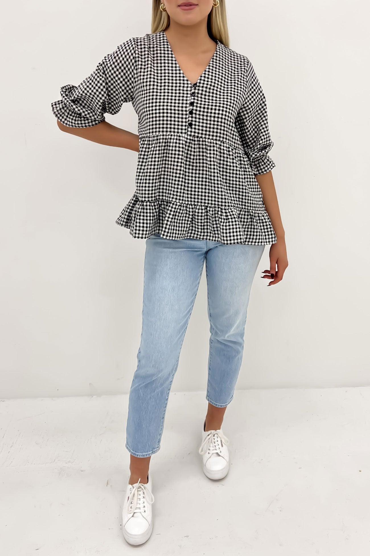 Olly Top Black Gingham