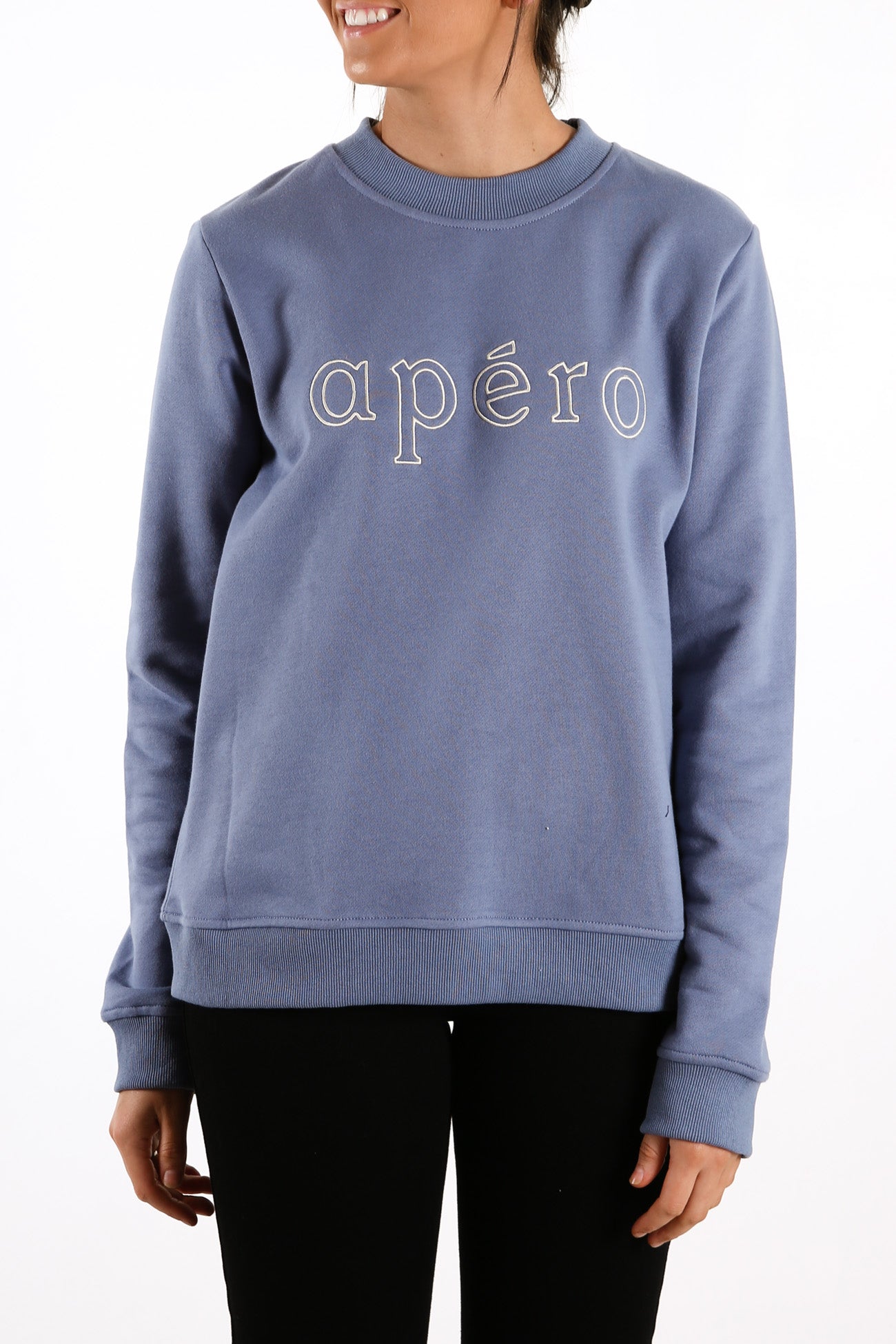 Outline Embroidered Jumper Washed Blue