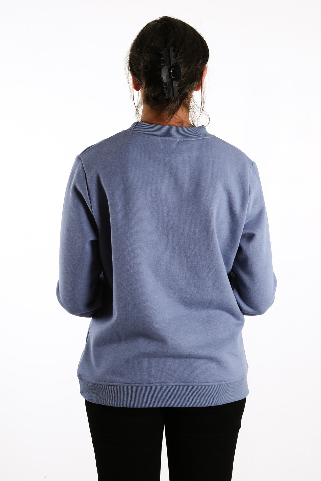 Outline Embroidered Jumper Washed Blue