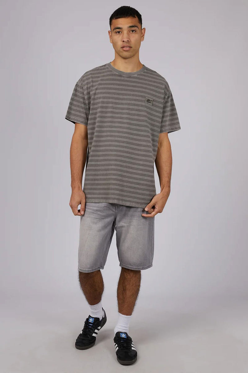 Overdyed Stripe Tee Charcoal