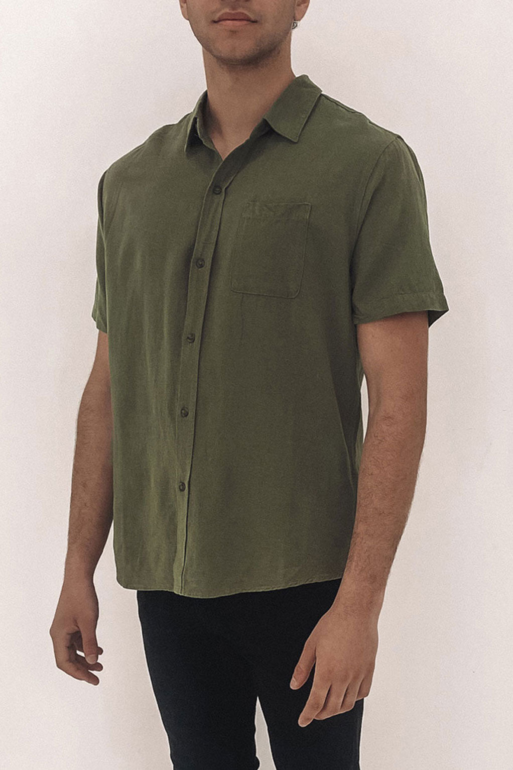 Overtone Short Sleeve Linen Shirt Savanna