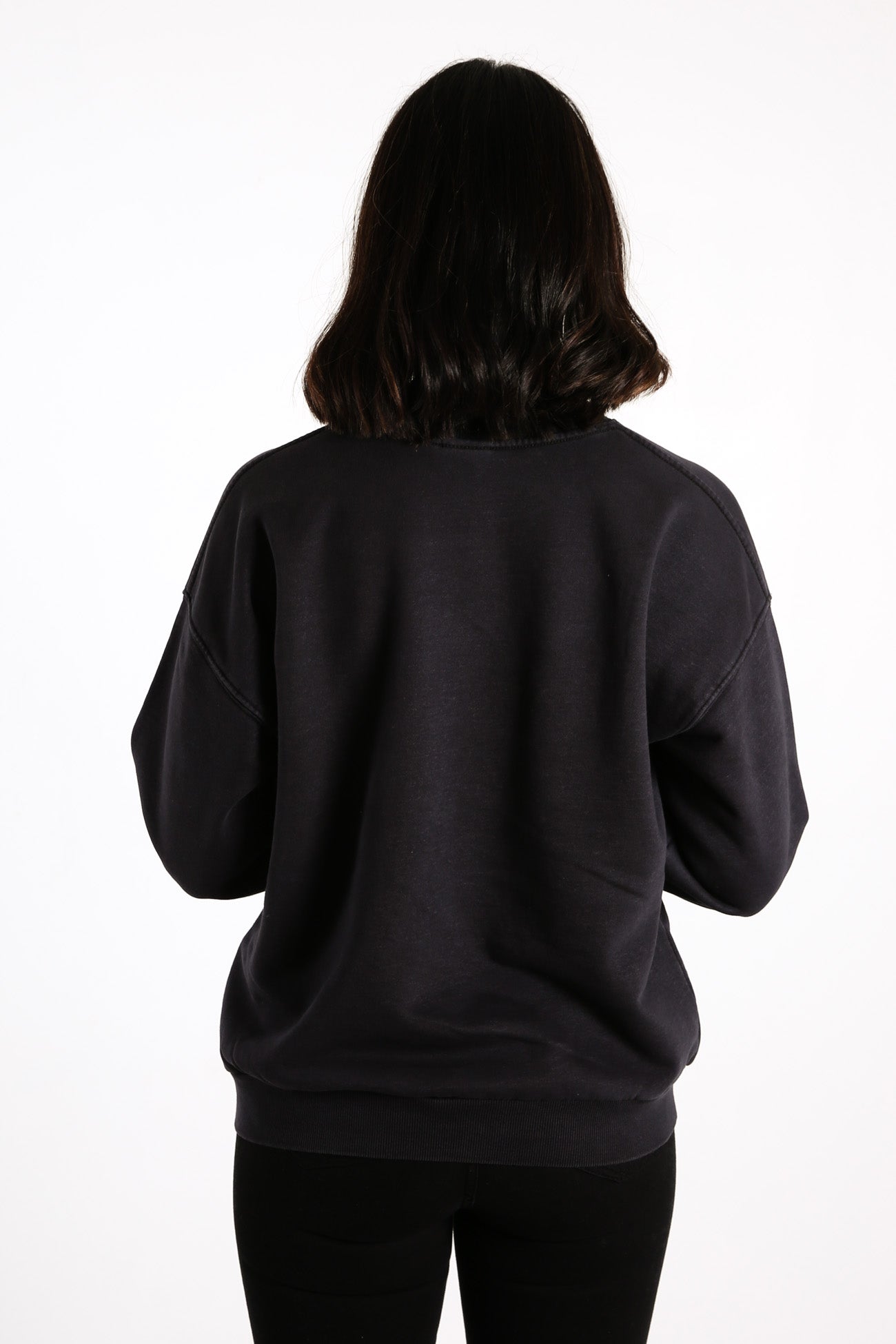 Owen Crew Neck Boyfriend Fleece Black