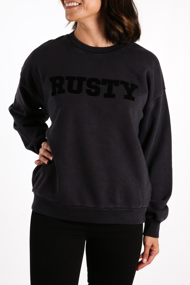 Owen Crew Neck Boyfriend Fleece Black