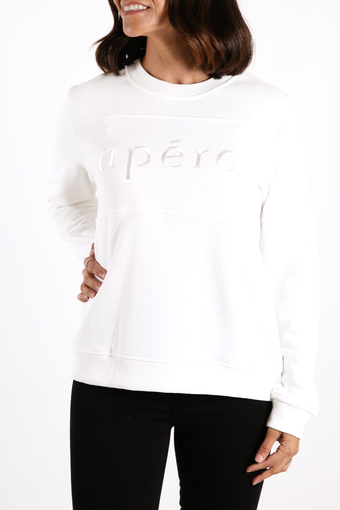 Panel Embroidered Jumper Off White