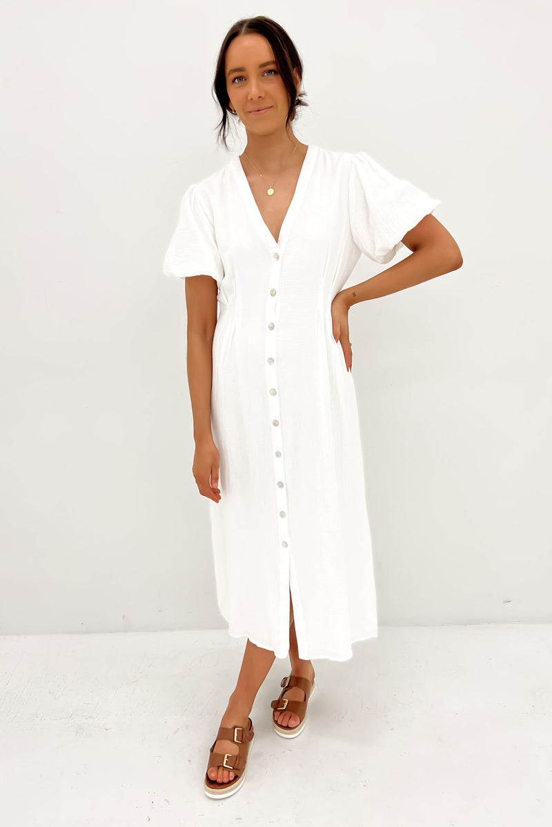 Petra Midi Dress White