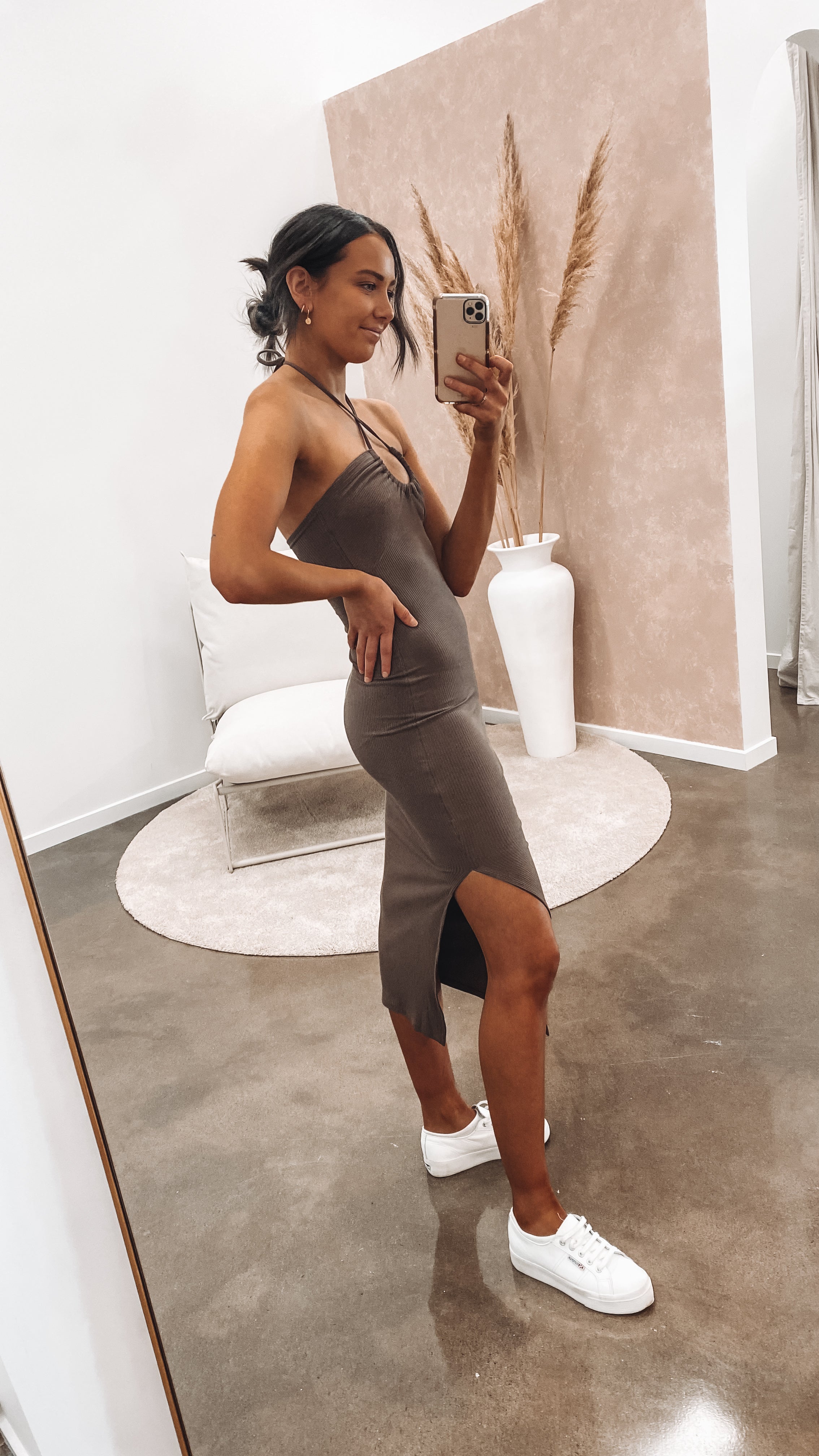 Phoebe Midi Dress Brown