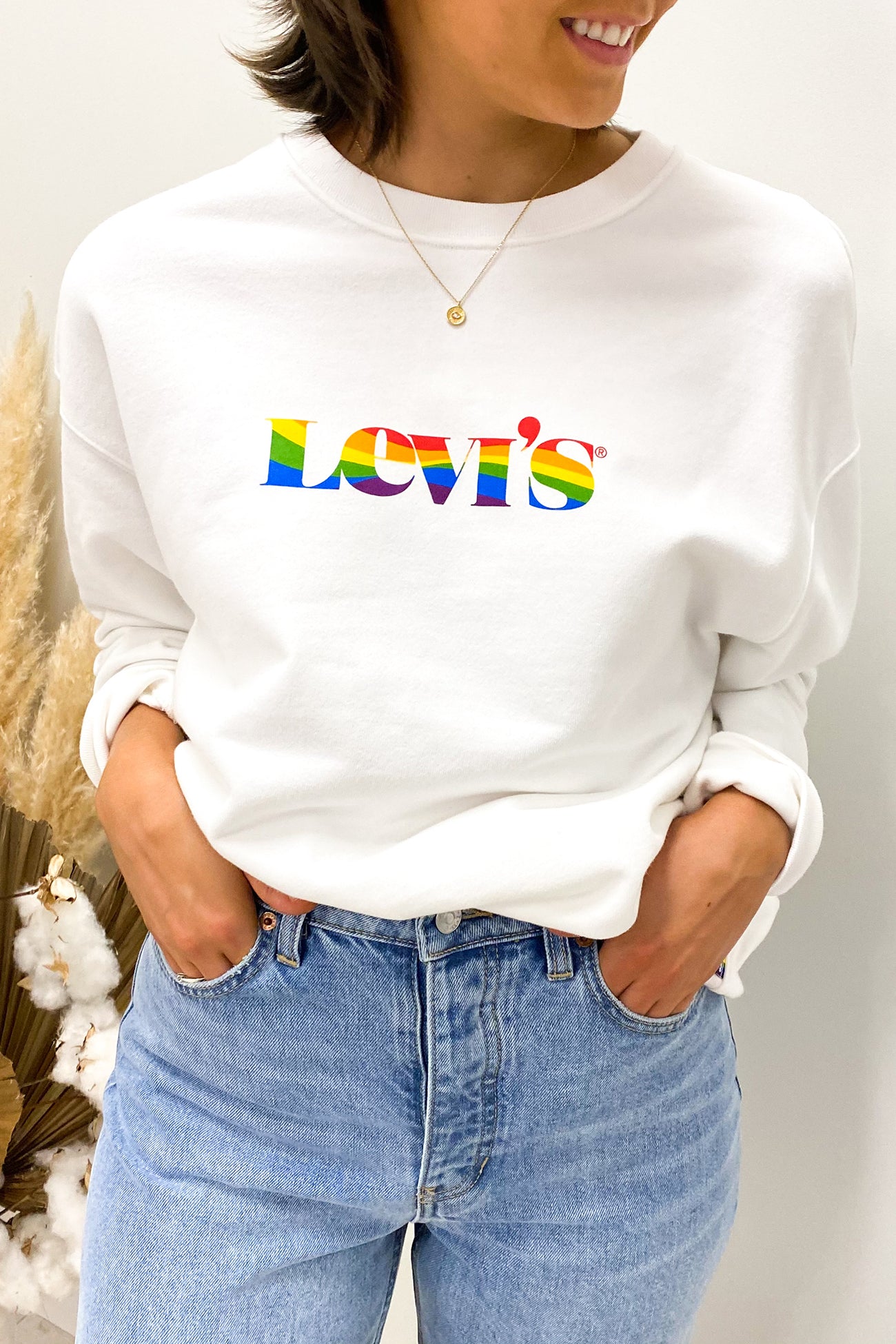 Pride Relaxed Graphic Crew Neck Sweatshirt White